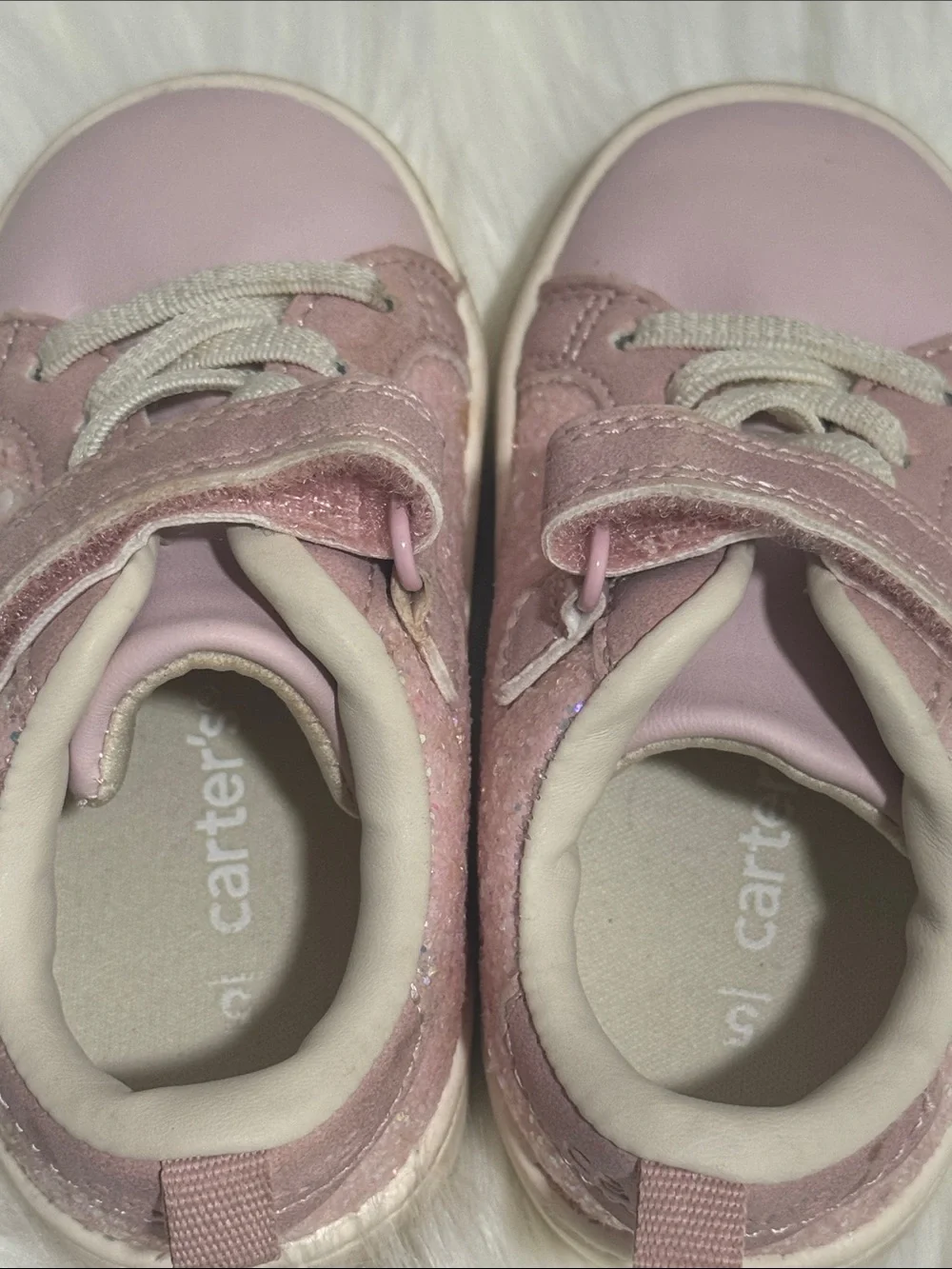 Carter's Baby Girls Light Pink Glitter Velcro Sneakers